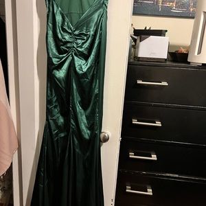 Green low back dress